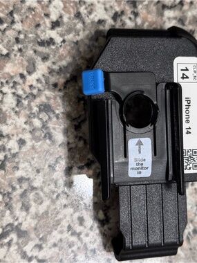 Universal Black Phone Holster with Blue Release Button for iPhone 14